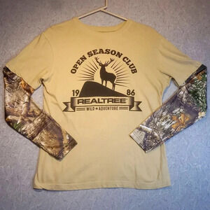Men's Vintage Realtree Camo Long Sleeve 2-Tone T-Shirt Size Small